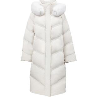 ONLY2025冬季新款90白鹅绒保暖舒适可拆卸毛领宽松连帽羽绒服女