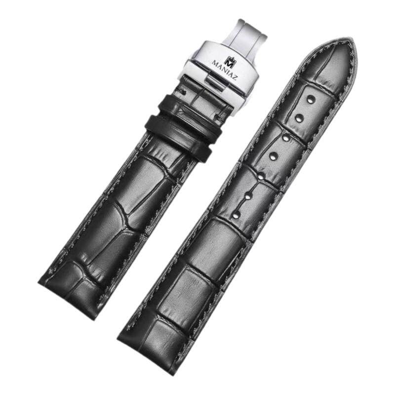 瑞士名爵manjaz手表表带原装真牛皮男女7213 6189蝴蝶扣表链20mm