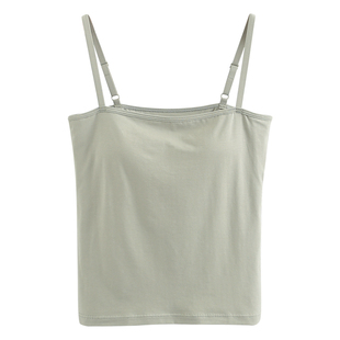 吊带背心带胸垫文胸一体美背女士平口可外穿内搭薄款抹胸内衣上衣