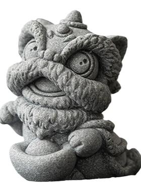 闲暇生活国潮风醒狮石狮摆件