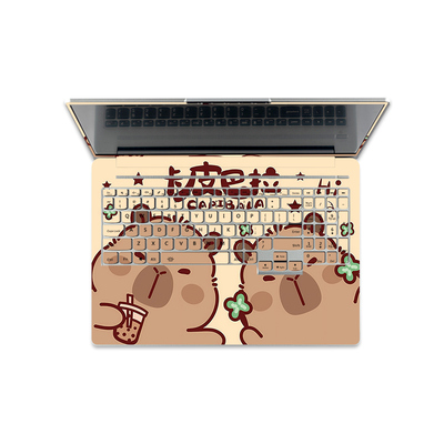 卡皮巴拉笔记本电脑贴纸适用联想拯救者Y7000P/Y9000P16寸保护膜惠普星book14pro防水卡通华硕天选4全套贴膜