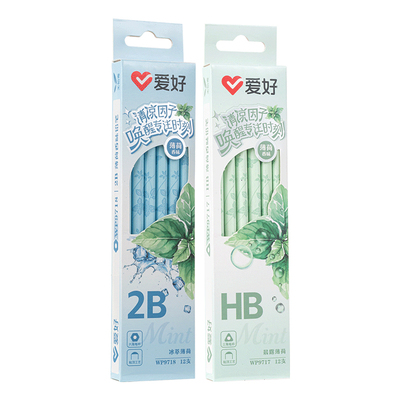 爱好夏末薄荷原木笔杆铅笔带香味