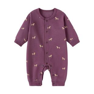 babylove【安心柔】婴儿连体衣纯棉哈衣爬服春秋外出服一叶知秋
