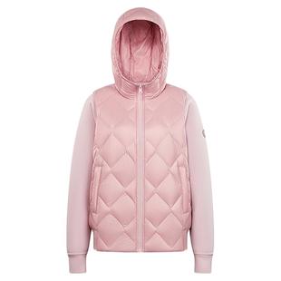 波司登官方奥莱连帽轻薄羽绒服女短款时尚保暖卫衣拼接短款外套