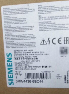 议价3RW4436-6BC44西门子软启动3RW 4436-6BC44 3RW44366BC44