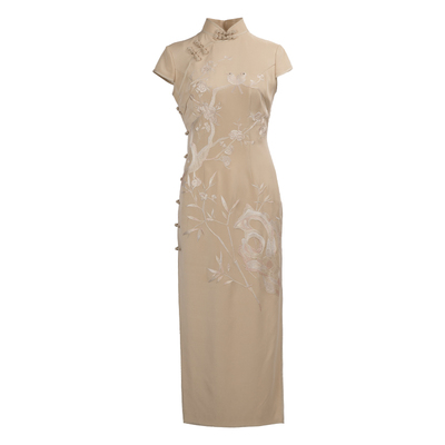 盖世红颜旗袍2021春季真丝手工词