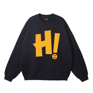 drew美式潮牌明星同款字母圆领卫衣男女潮牌情侣休闲宽松加绒外套