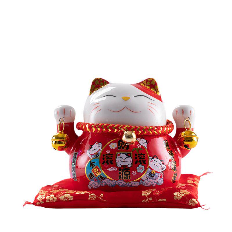 招财猫存钱罐车载汽车摆件小号陶招财猫