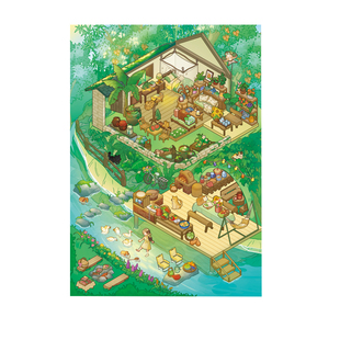 茶包包21.0+22.0系列造景贴纸悠然山涧极光小镇微缩场景3D立体小屋贴画手帐手工diy玩具女孩打发时间新年礼物