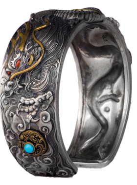 仓吉神龙护身招财复古风银镯子