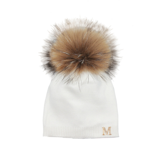 M标大狐狸毛球帽子女潮牌ins冬季宝宝保暖真貉子毛球羊毛帽儿童男