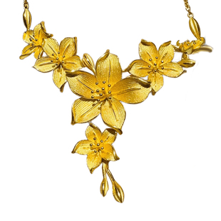 繁花似锦镀金婚嫁项链仿真黄金色三生花套链新娘备婚假三金饰品