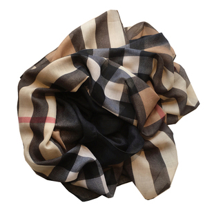 小溜家2025春季韩版百搭丝巾纱巾明星同款气质格子棉麻围巾披肩女