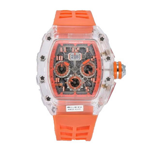 理查德潘玮柏同款机械多功能透明壳潮流男表酒桶形计时码男士手表