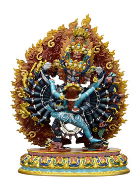 彩绘大威德金刚铜像摆件