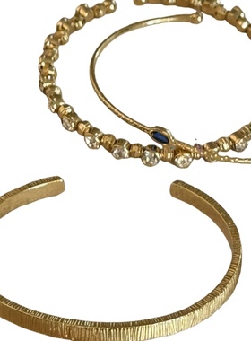 碎碎冰四叶草女士黄金色手镯包银