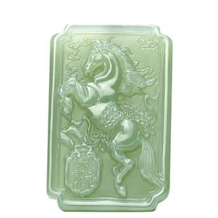 四通新疆和田玉挂件男款马到成功玉佩天然青海玉吊坠生肖马玉牌子