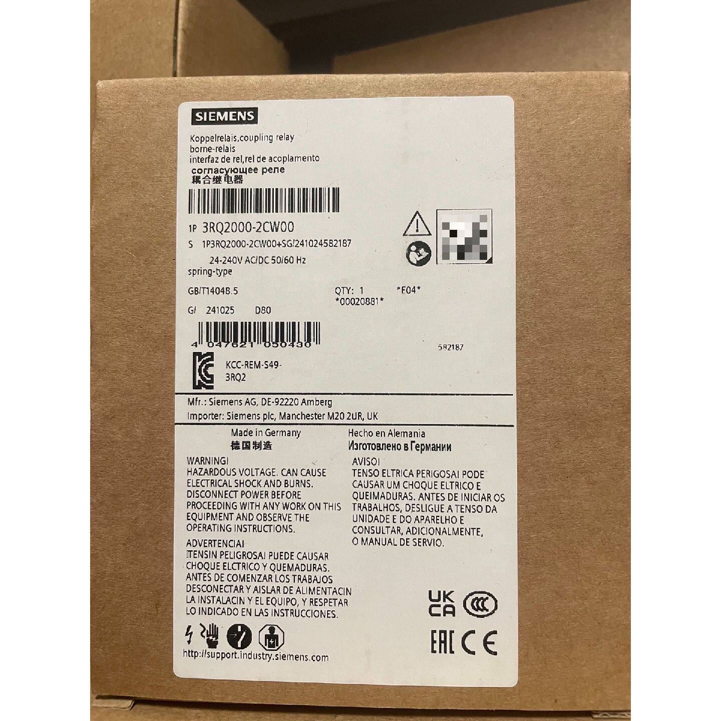 议价-3RQ2000-2CW00 耦合继电器 工业外壳中 3 个