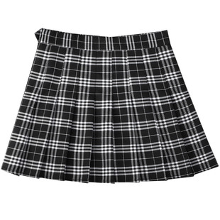 红色格子百褶裙女夏高腰a字半身春秋显瘦美式复古学院风小个短裙