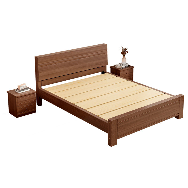 实木床1.5米新中式双人床胡桃色木床主卧家用现代简约1.2米单人床