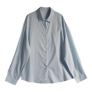 清纯莱赛尔防晒衫~小众设计感衬衫简约气质纯色衬衣翻领薄罩衫女