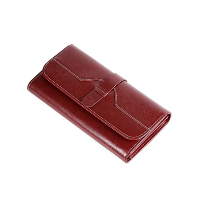 钱包女长款大容量2026新款复古高级感多卡位票夹油蜡皮卡包wallet