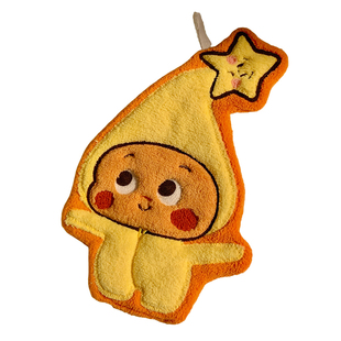 可爱星星人擦手巾挂式家用超强吸水速干卫生间洗手帕毛巾厨房抹布