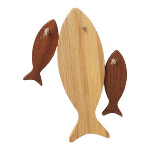 北欧实木墙壁挂饰挂件原木风玄关餐厅吉祥鱼挂件新年客厅背景装饰