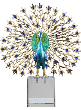 轻奢珐琅彩！高档家居孔雀摆件