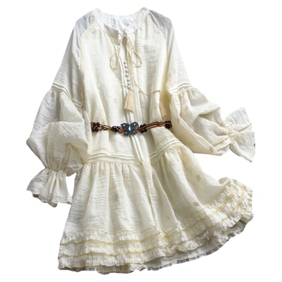 灯笼袖度假风蓬蓬裙长袖女连衣裙