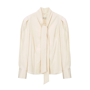 loeuvre李一桐/吴昕同款系带衬衫女长袖v领休闲小衫高级小众上衣