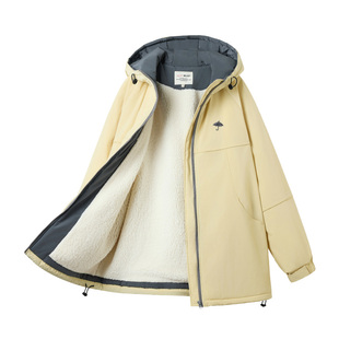 雪诗恋初中生少女加绒加厚外套冬季新款休闲连帽上衣潮棉服棉衣