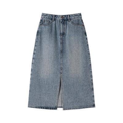 PIT复古设计感叉牛仔半身裙女2025夏季新款小个子高腰显瘦中长裙