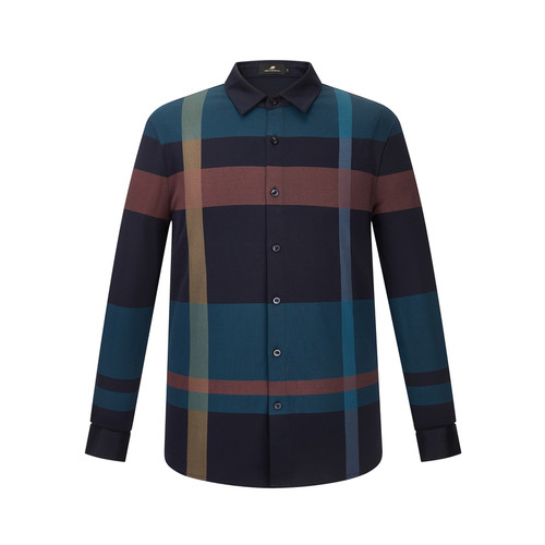 MENHARDUM/蔓哈顿秋冬新品纯棉长袖T恤撞色格纹翻领开衫长绒棉长T