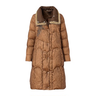 新中式高端品牌鹅绒服妈妈冬装外套2025新款加厚毛领中长款羽绒服