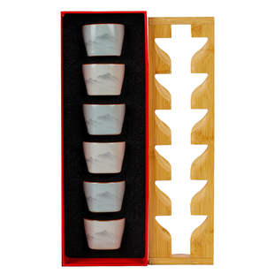 复古开片汝窑茶杯套装6只家用功夫茶具茶碗陶瓷主人杯礼盒装高端