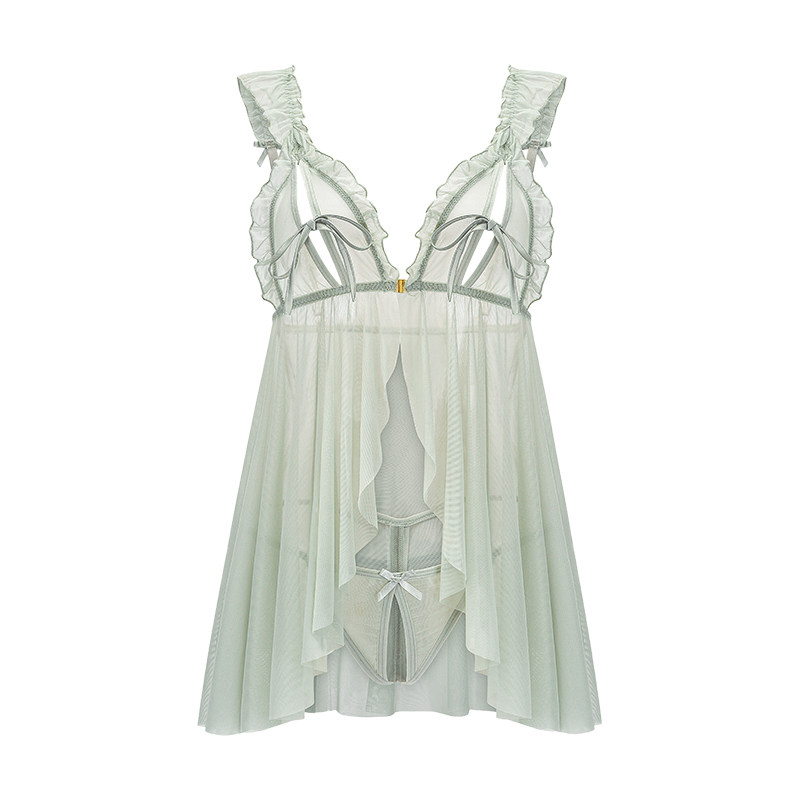 性感睡衣女纯欲风高级感蕾丝吊带前扣睡裙透视趣情不限胸型 里物