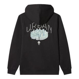 【亲肤棉感】卡宾刺绣印花连帽卫衣男装秋季套头休闲黑色长袖上衣