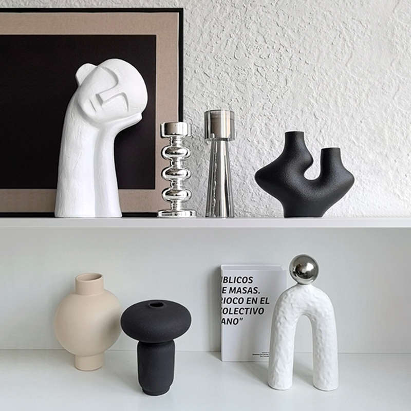 态生活 ins诧寂风黑白软装小摆件客厅酒柜样板间小众高级感装饰品