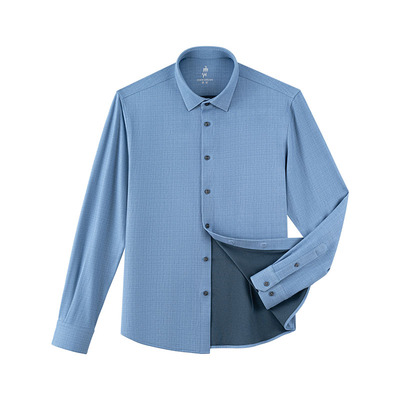 羊绒保暖长袖衬衫欧定尖领商务