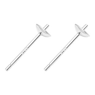 S925纯银配件半托耳针耳钉托珠碗针空托粘珍珠耳钉针托银饰托