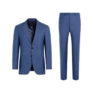 SUITSUPPLY秋季意大利面料中蓝色羊毛男士西装套装