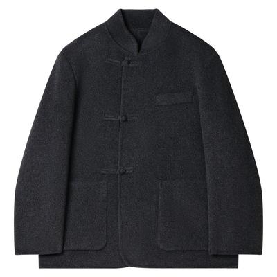 双面呢夹克男士短款秋冬季休闲保暖上衣非羊绒大衣羊毛呢子外套男