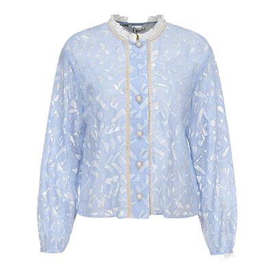 tanni高级感宫廷镂空花边领衬衫