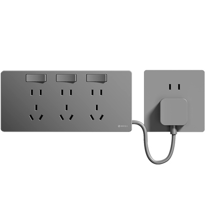 灰色明装多35孔插座自带电源线