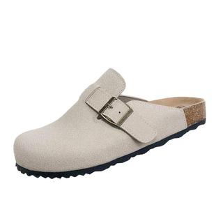 厚底勃肯鞋半拖圆头拖鞋一脚蹬软底防滑复古女鞋包头拖外穿外贸潮