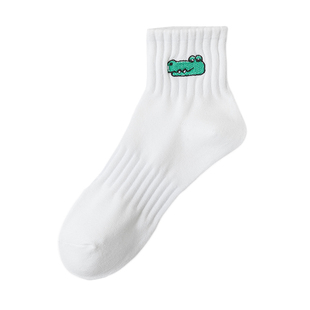 中筒袜男女纯棉吸汗防臭卡通刺绣运动低帮潮牌青少年个性情侣袜子