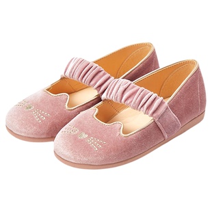 little winkaa童鞋新款女小猫电绣一脚蹬天鹅绒公主鞋舞蹈鞋布鞋