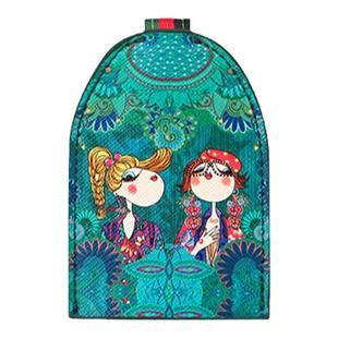 卡秀原创牛皮印花薄款抽绳钥匙包2025新款迷你真皮汽车锁匙收纳包