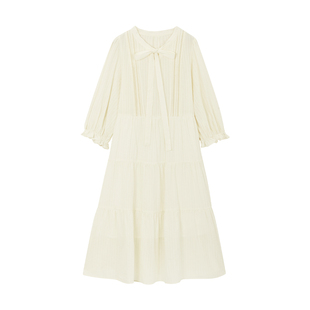 unbleu对丝娃娃领连衣裙女2025秋季新款小众高级感别致格子衬衫裙